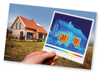 Illustration par vision thermique des déperditions de chaleur à travers les vitrages